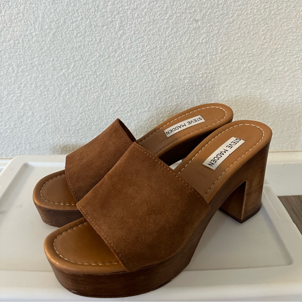 Steve Madden Heeled Mule Sandal, Camel, size 7